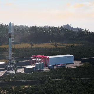 Ariane 6 marque un retour historique : l’Europe peut-elle rattraper SpaceX ? 3 Vue d'artiste d'un lanceur Miura-5 de PLD Space sur son pas de tir du site Diamant du CSG. © PLD Space