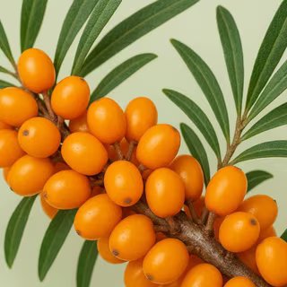 La plante de la semaine : rustique, comestible et étonnante, l’épinard-fraise mérite une place dans votre potager 5 Derrière ses épines, l'argousier cache un petit trésor orange... © AA, Bing IA