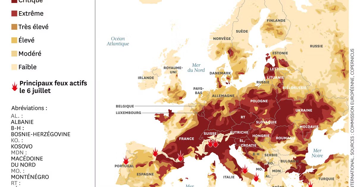 Feux de foret une carte pour comprendre la menace en
