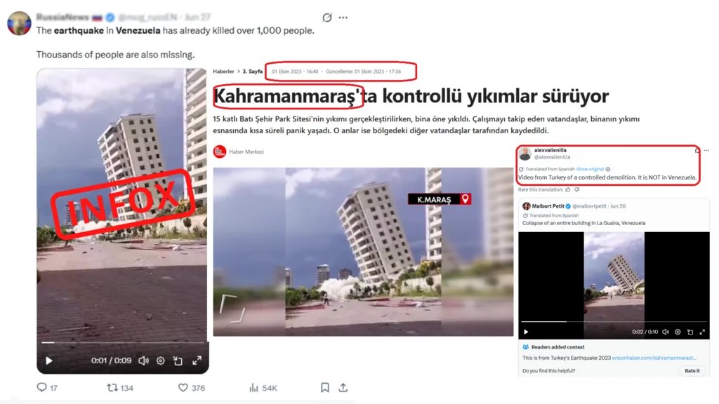 Séismes au Venezuela: quand les images sorties de leur contexte ajoutent à la confusion 1 Non ces images ne montrent pas le seïsme au venezuela.