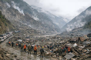 Crue meurtrière à la frontière Himalayenne : au moins 98 morts et des centaines de disparus