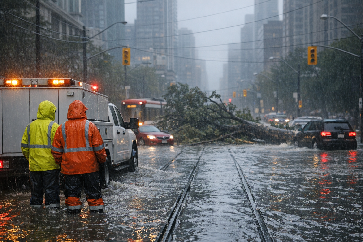 Pluies torrentielles et vents violents paralysent des zones de Toronto