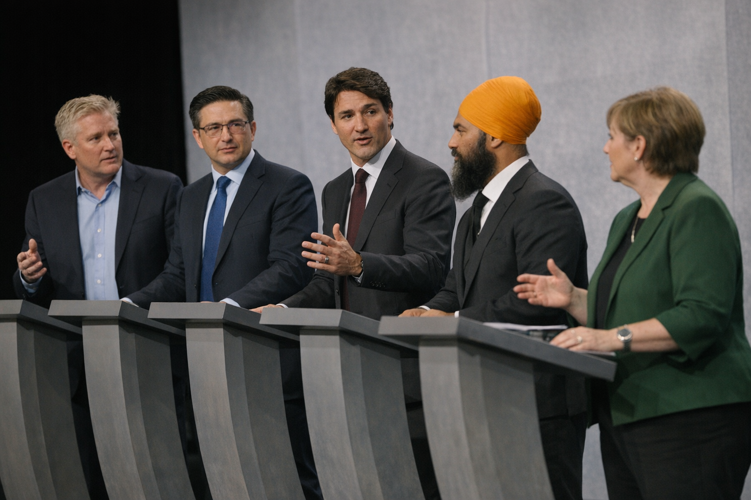 Cinq chefs face aux grands enjeux : commerce, immigration et Québec 1 Cinq chefs face aux grands enjeux : commerce, immigration et Québec