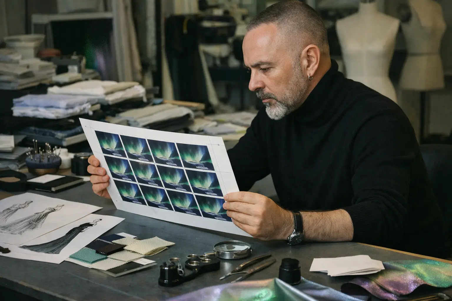Julien Fournié signe un timbre austral entre couture et lumière polaire
