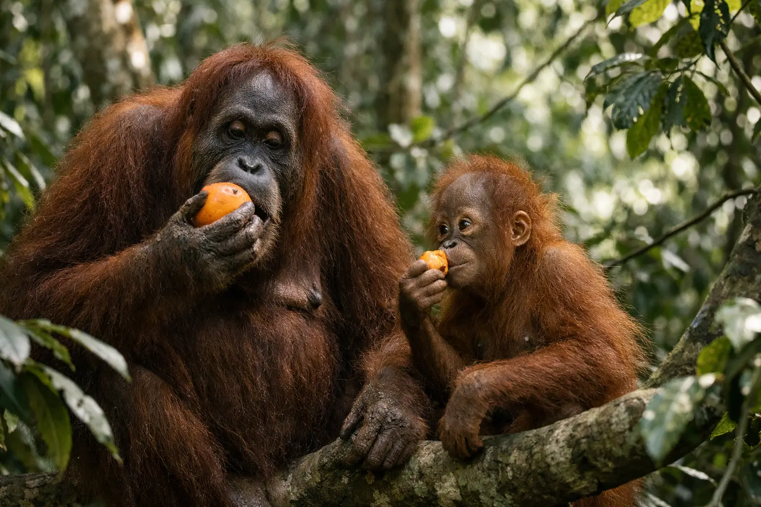 Les secrets de l'apprentissage alimentaire des orangs-outans de Sumatra